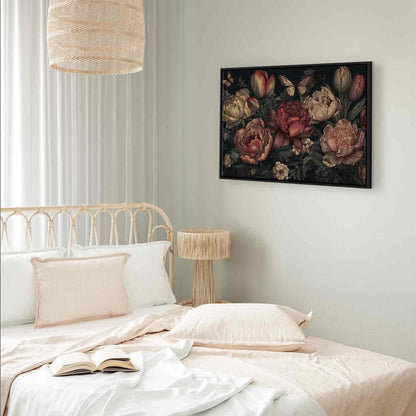 Leinwandbild - Flowers on a turquoise background