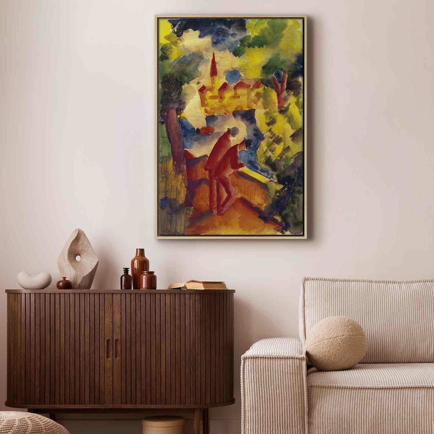 Leinwandbild - August Macke – Men on the Road by the Lake