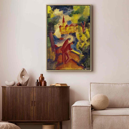 Leinwandbild - August Macke – Men on the Road by the Lake