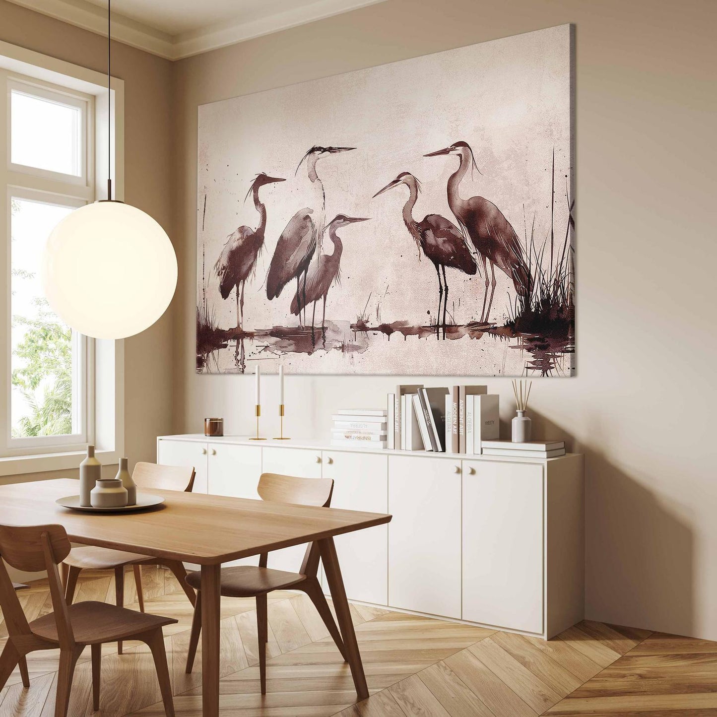 Wandbild XXL - Herons painted with ink