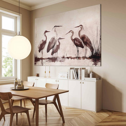 Wandbild XXL - Herons painted with ink