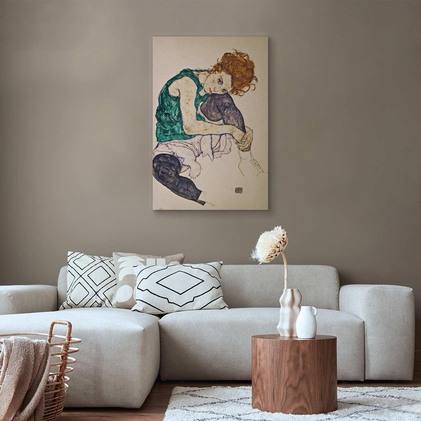 Leinwandbild - Seated Woman with Legs Drawn Up Artgeist