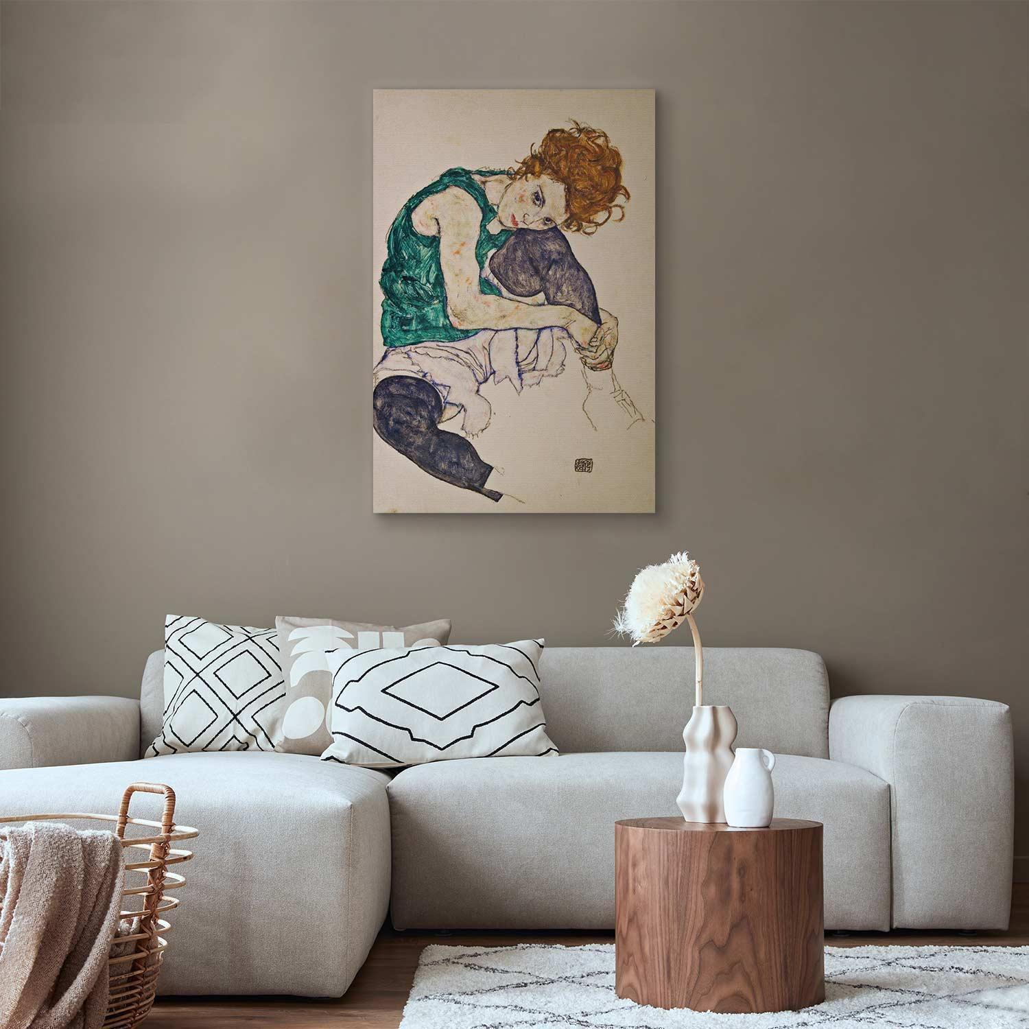 Leinwandbild - Seated Woman with Legs Drawn Up Artgeist