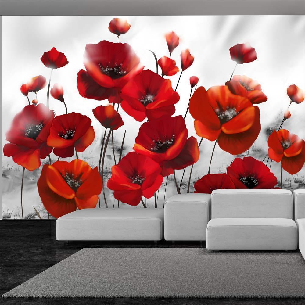 Fototapete „Mohn im Mondlicht“ – Magische Stimmung in Rot sawelt.eu