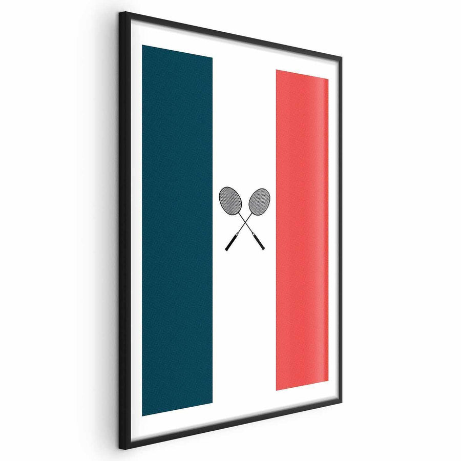 Poster - French Flags and Black Badminton Rackets Artgeist
