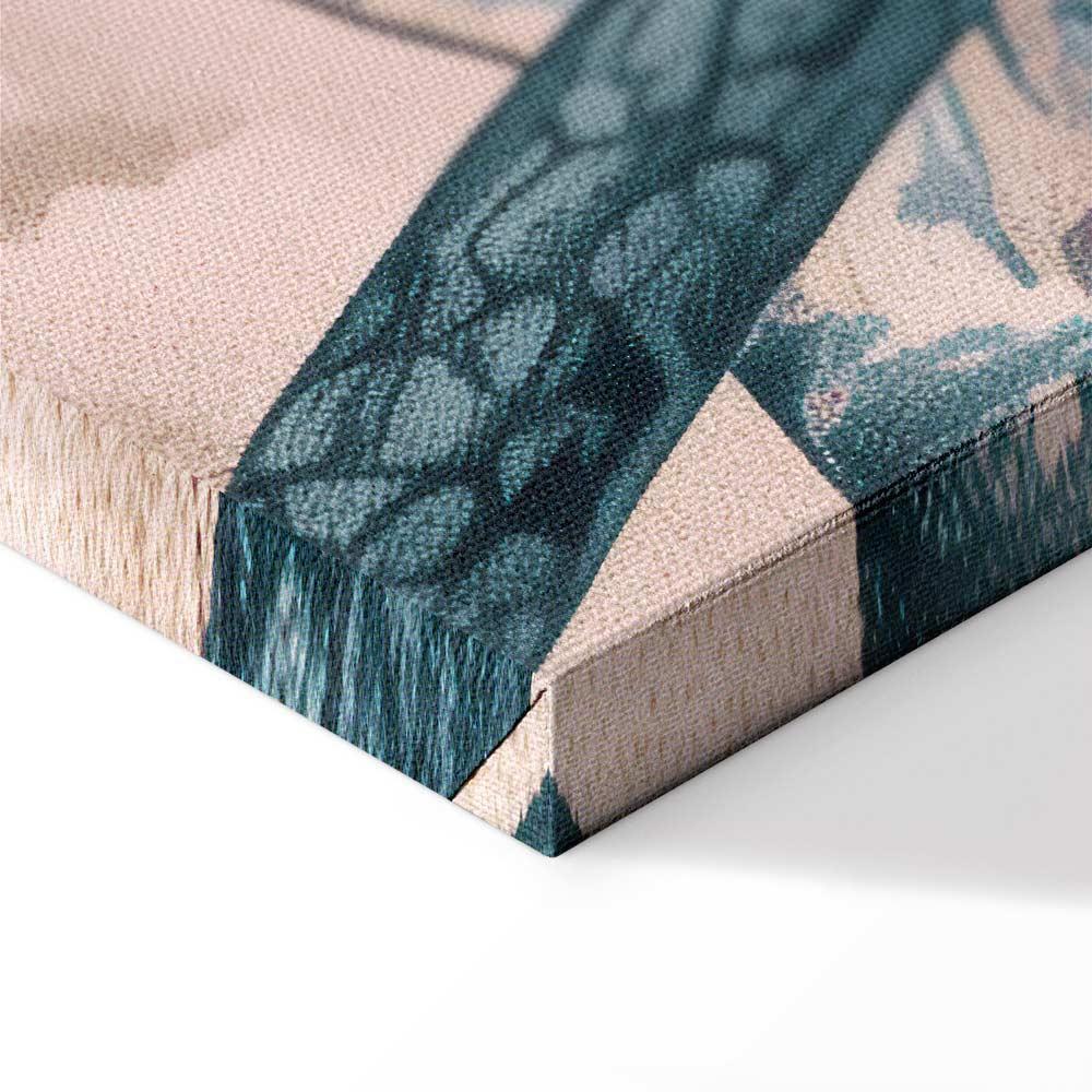 Leinwandbild - Mountainous Coast with Trees and Rocks in Light Pastel Blues