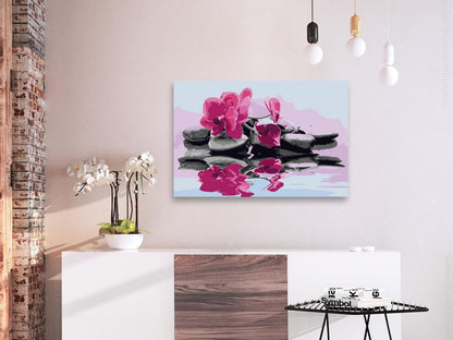 Malen nach Zahlen Orchidee mit Zen-Steinen Geschenk - meditatives Zen-Motiv für entspannende Kreativität
