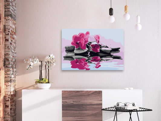Malen nach Zahlen Orchidee mit Zen-Steinen Geschenk - meditatives Zen-Motiv für entspannende Kreativität