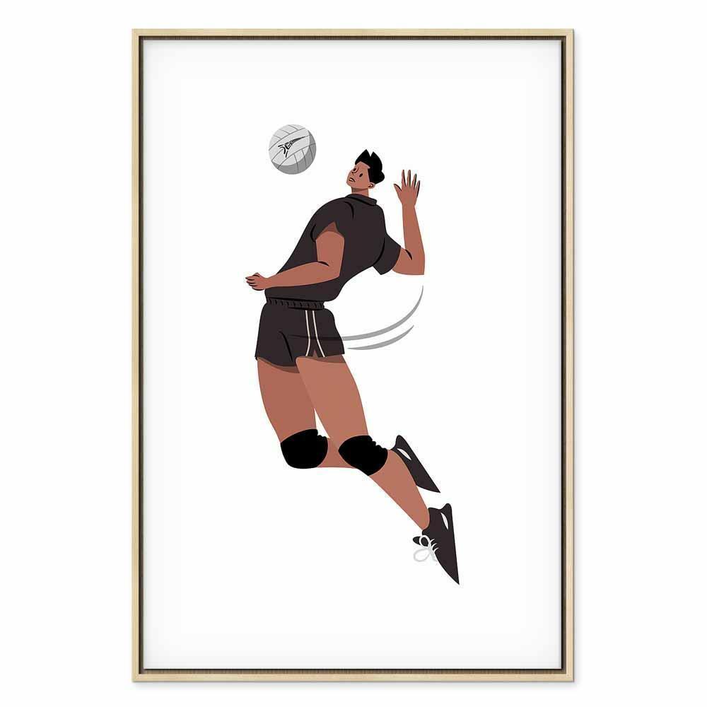 Leinwandbild - Volleyball Player on a White Background - Illustration