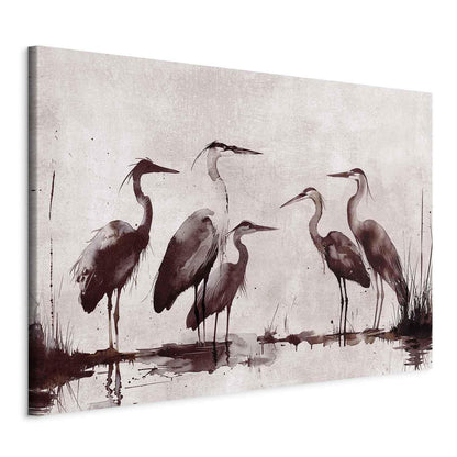 Wandbild XXL - Herons painted with ink