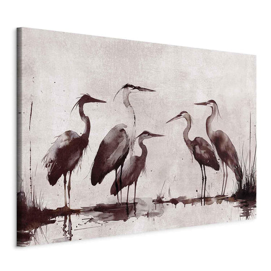 Wandbild XXL - Herons painted with ink