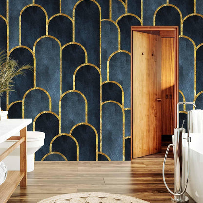 Fototapete - Gold and Navy Blue Pattern