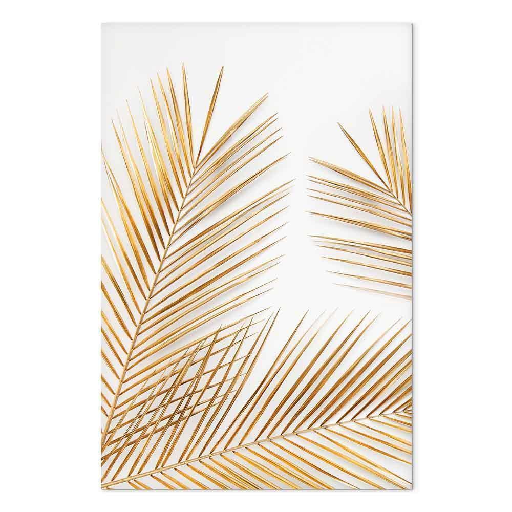Leinwandbild - Golden Palm Leaves (1 Part) Vertical