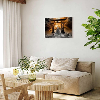 Leinwandbild - Buddha Smile (1 Part) Wide Orange Artgeist