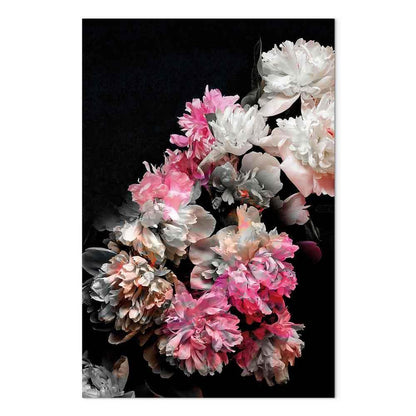 Leinwandbild - Peony Charm (1-part) - Colorful Bouquet on Black Background