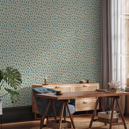 Tapete - Giraffe Pattern - animal pattern in turquoise spots on a light background