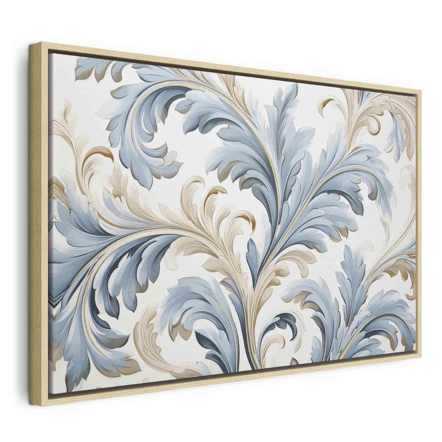 Leinwandbild - Baroque Ornaments in Light Cream-Blue Hues