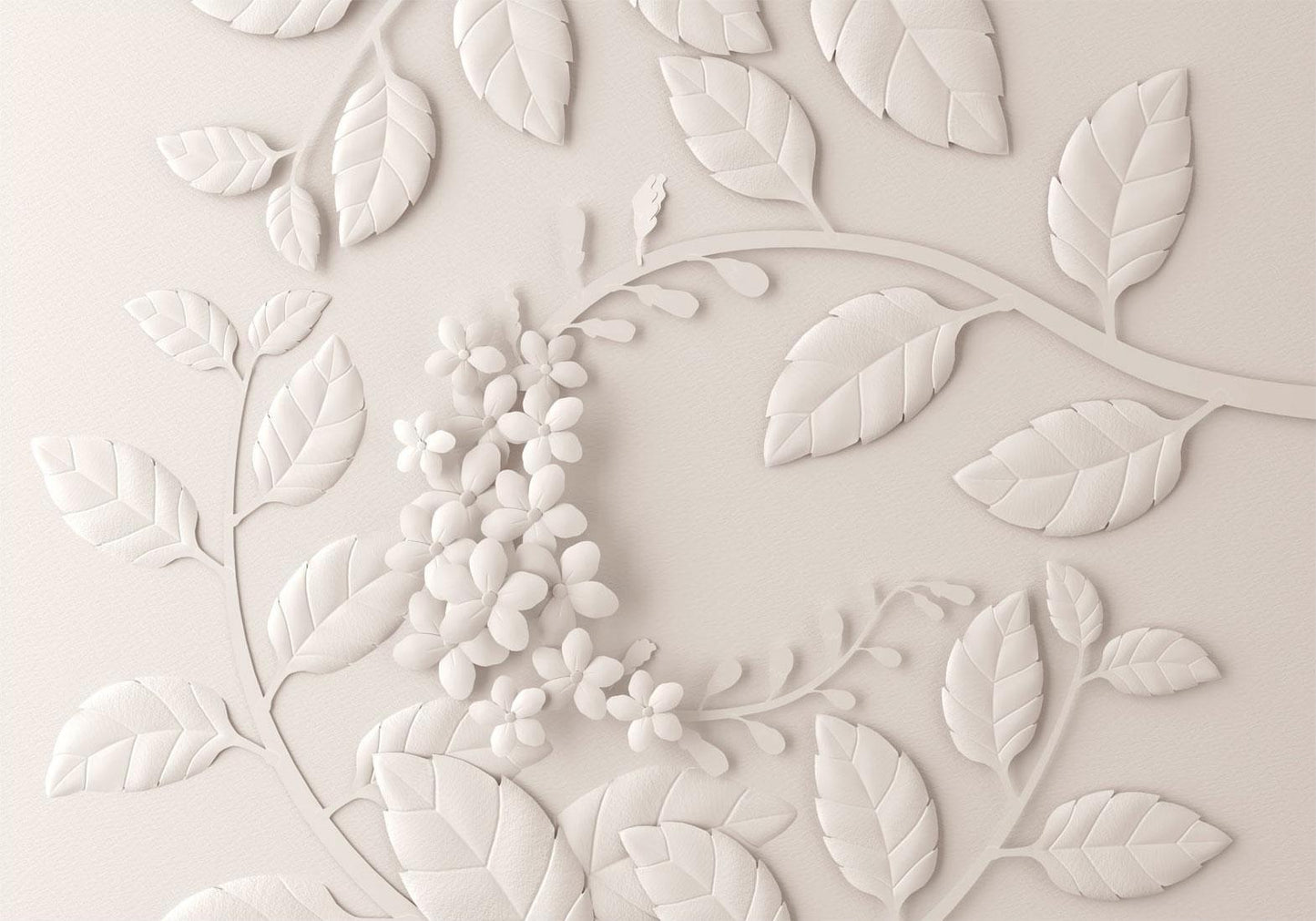 Fototapete „Paper Flowers Cream“ – Sanfte Blüten in eleganter Papieroptik