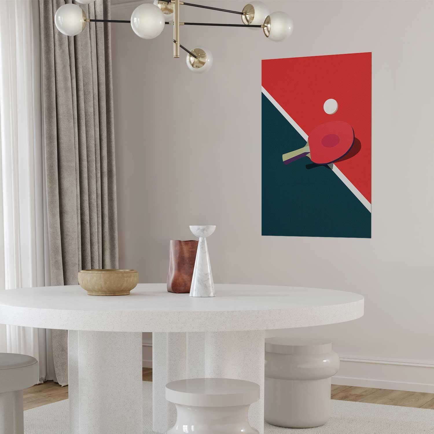 Poster - Table Tennis - Ball and Racket on a Table Artgeist