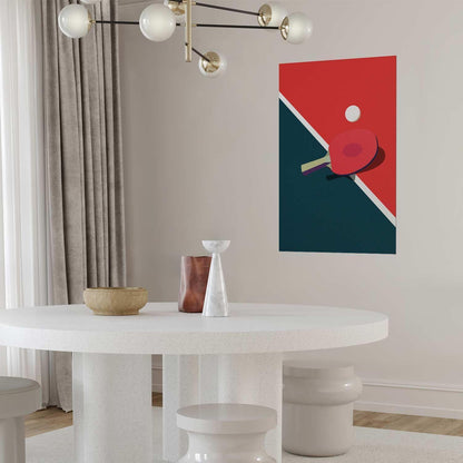 Poster - Table Tennis - Ball and Racket on a Table Artgeist