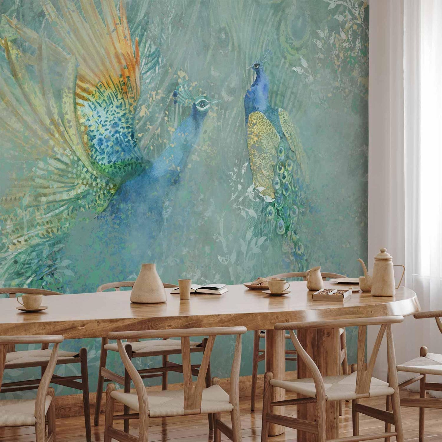 Fototapete - Peacocks Dancing - Third Variant