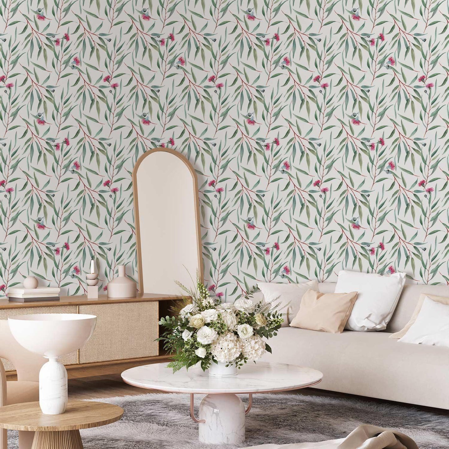Tapete „Rosa Blütenknospen“ – Romantisches Blumendesign für dein Zuhause