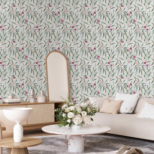 Tapete „Rosa Blütenknospen“ – Romantisches Blumendesign für dein Zuhause