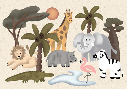 Fototapete - Children's Africa - Animals With Simple Shapes Artgeist