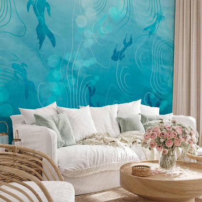 Fototapete Japanischer Koi-Teich - Elegante Koi-Fische im klaren Wasser