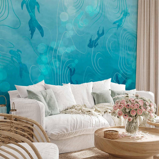 Fototapete Japanischer Koi-Teich - Elegante Koi-Fische im klaren Wasser