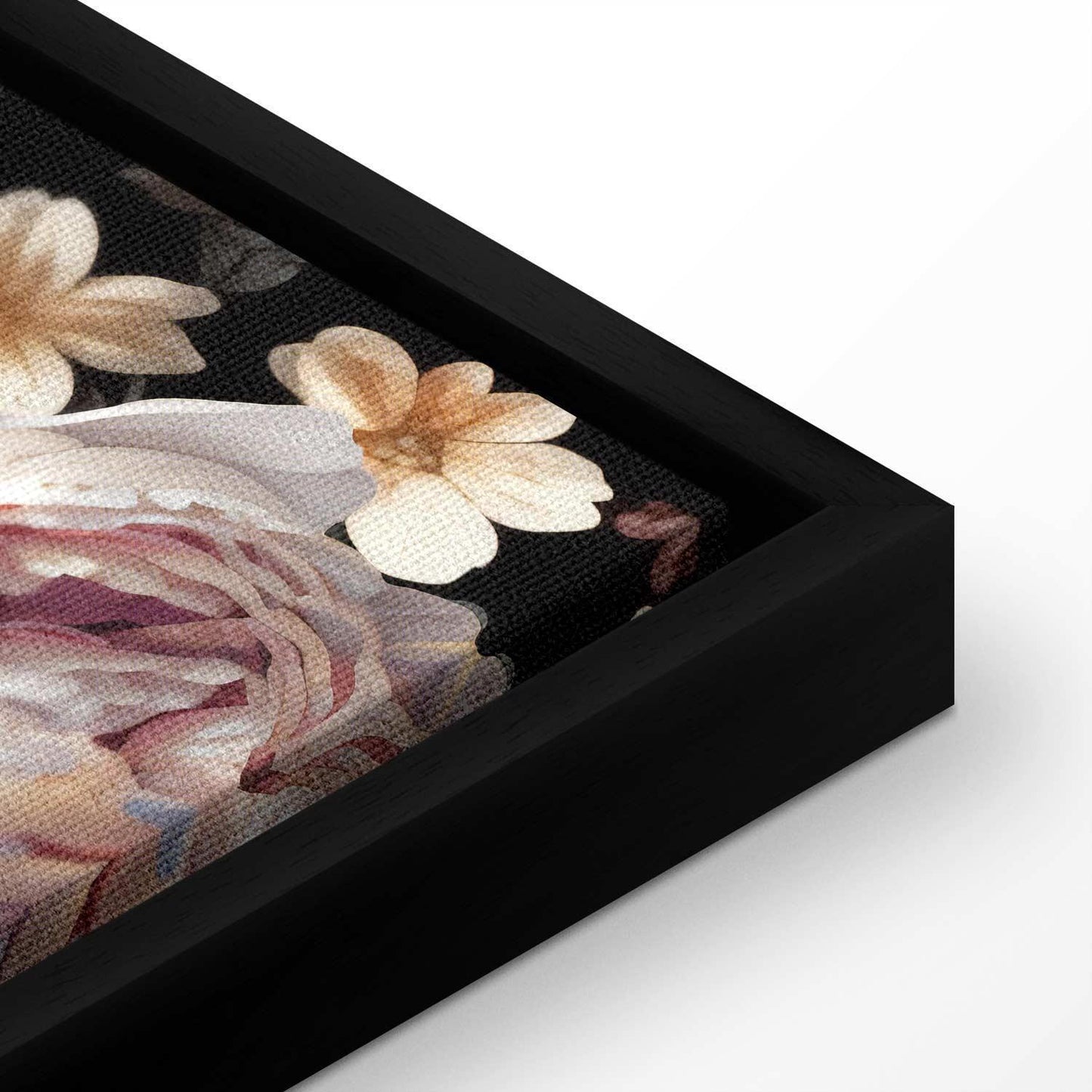 Leinwandbild - Colourful flowers on a black background