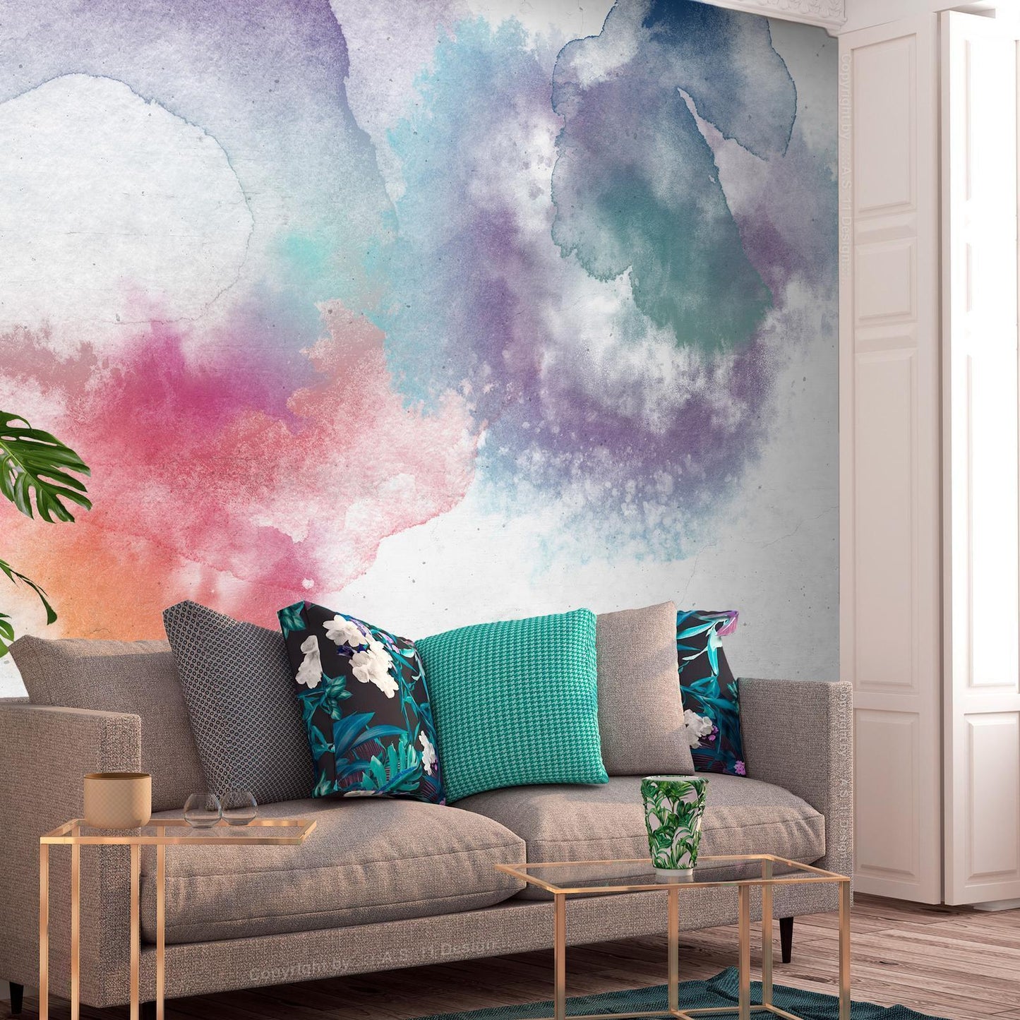 Fototapete „Painted Mirages“ – Traumhafte Pastellillusionen für dein Zuhause