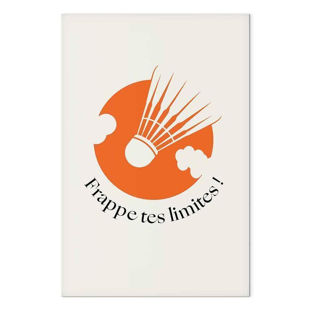 Leinwandbild - Badminton Shuttlecock on an Orange Circle Background