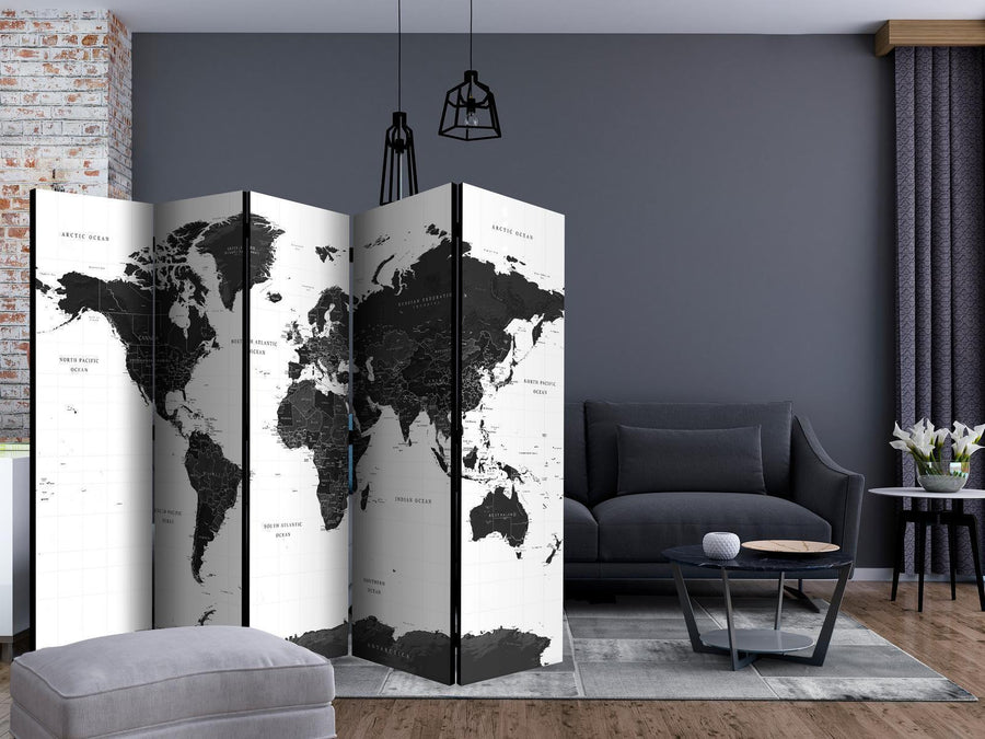 Paravent - Black and White Map II Artgeist