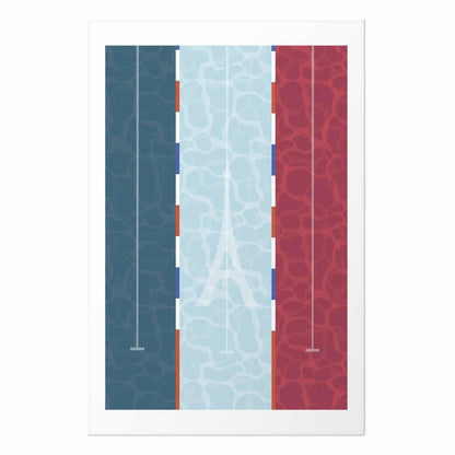 Poster - Illustration of a Pool Against the French Flag