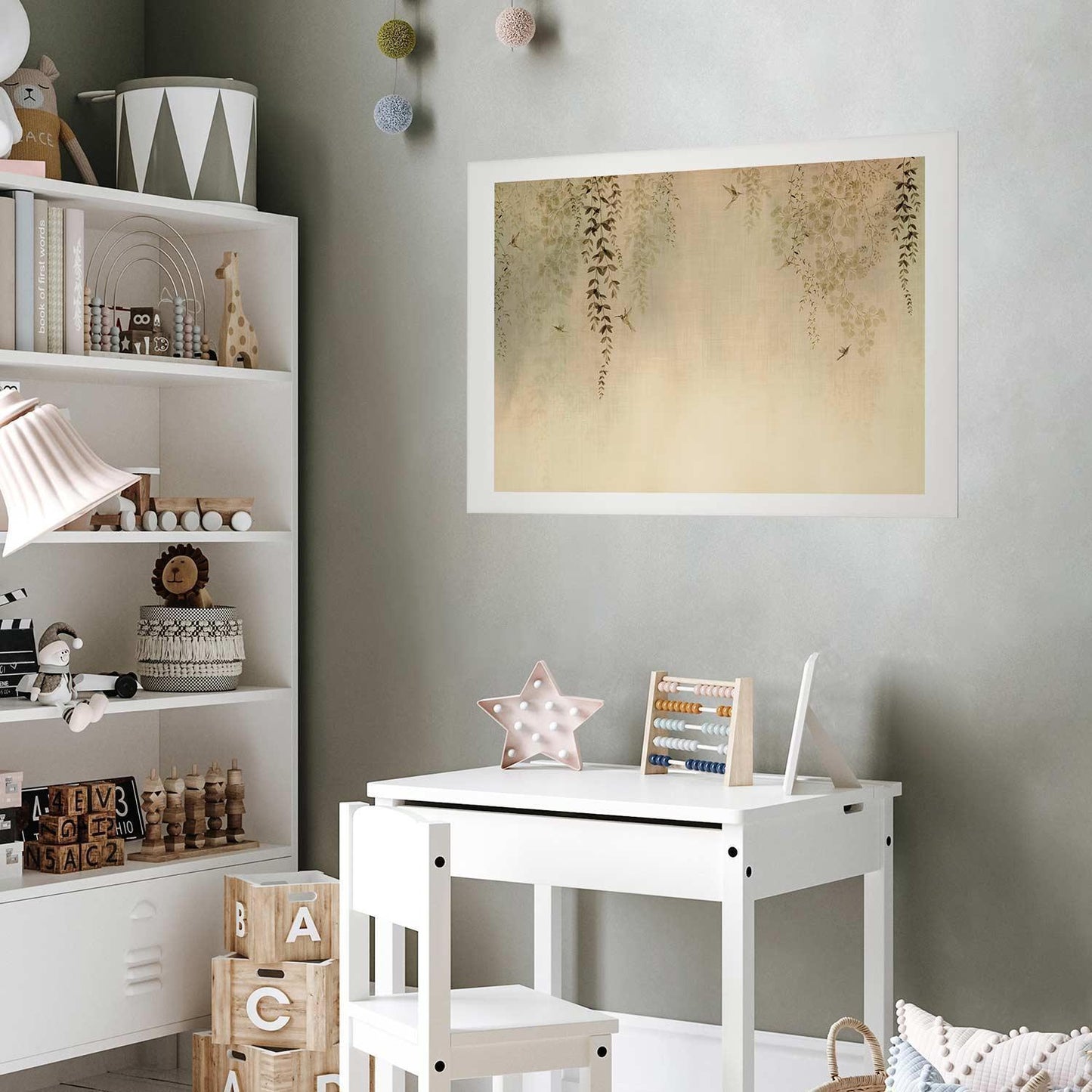 Poster - Beige Hummingbirds