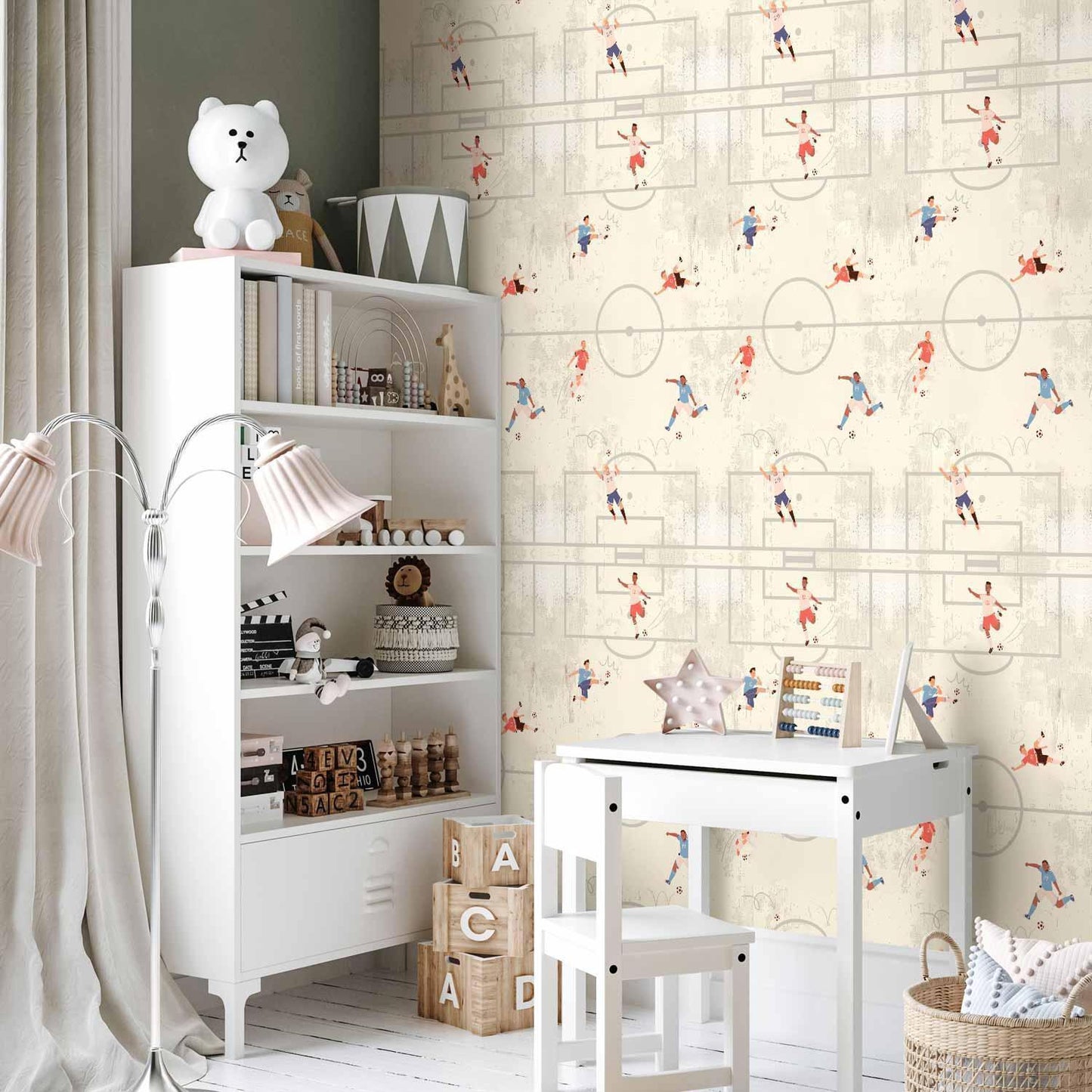 Tapete - Soccer Game - Illustration of soccer players in action on the field