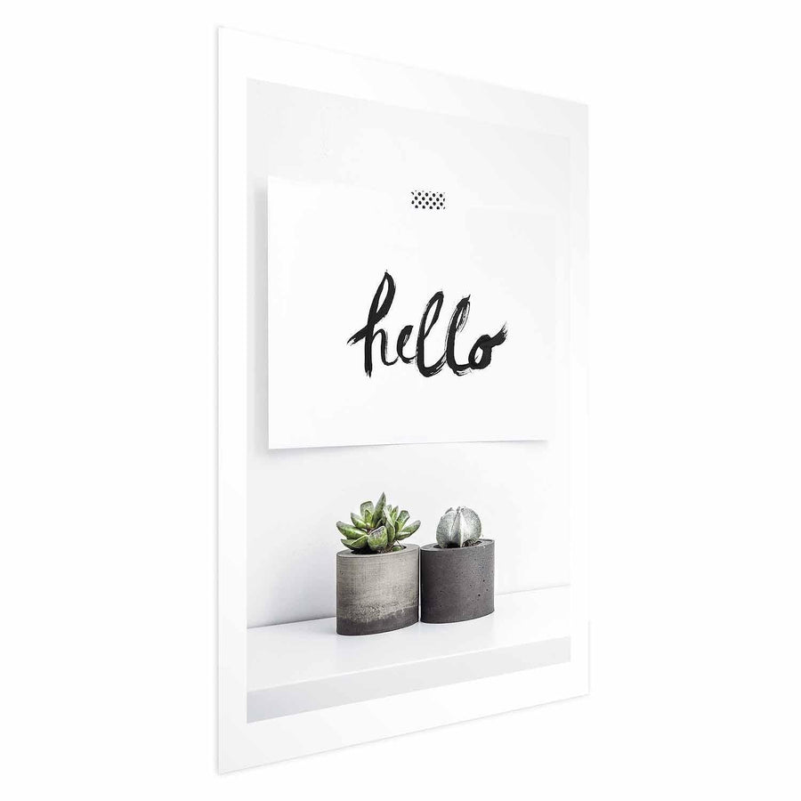 Scandinavian home poster with modern decor and succulent plants.