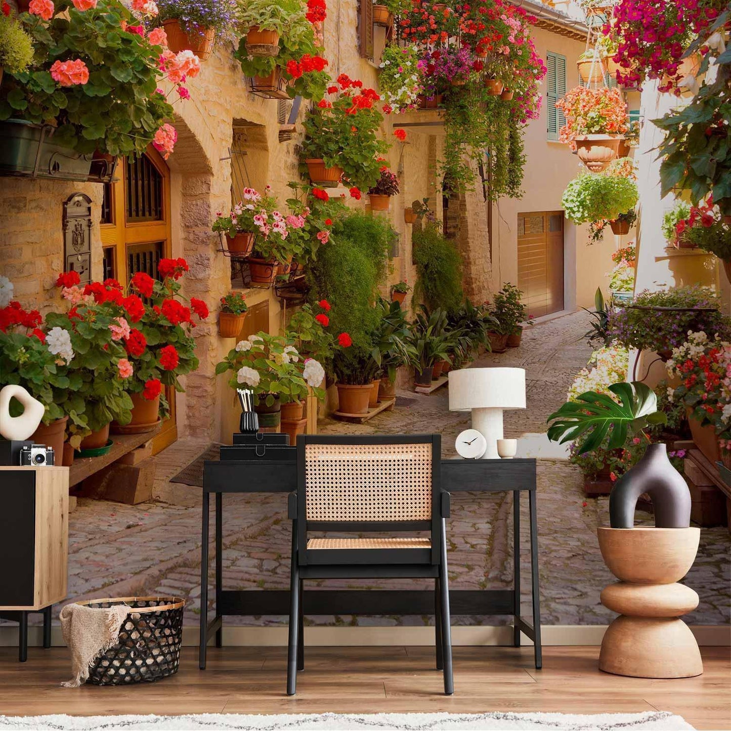 Fototapete - The Alley in Spello (Italy)