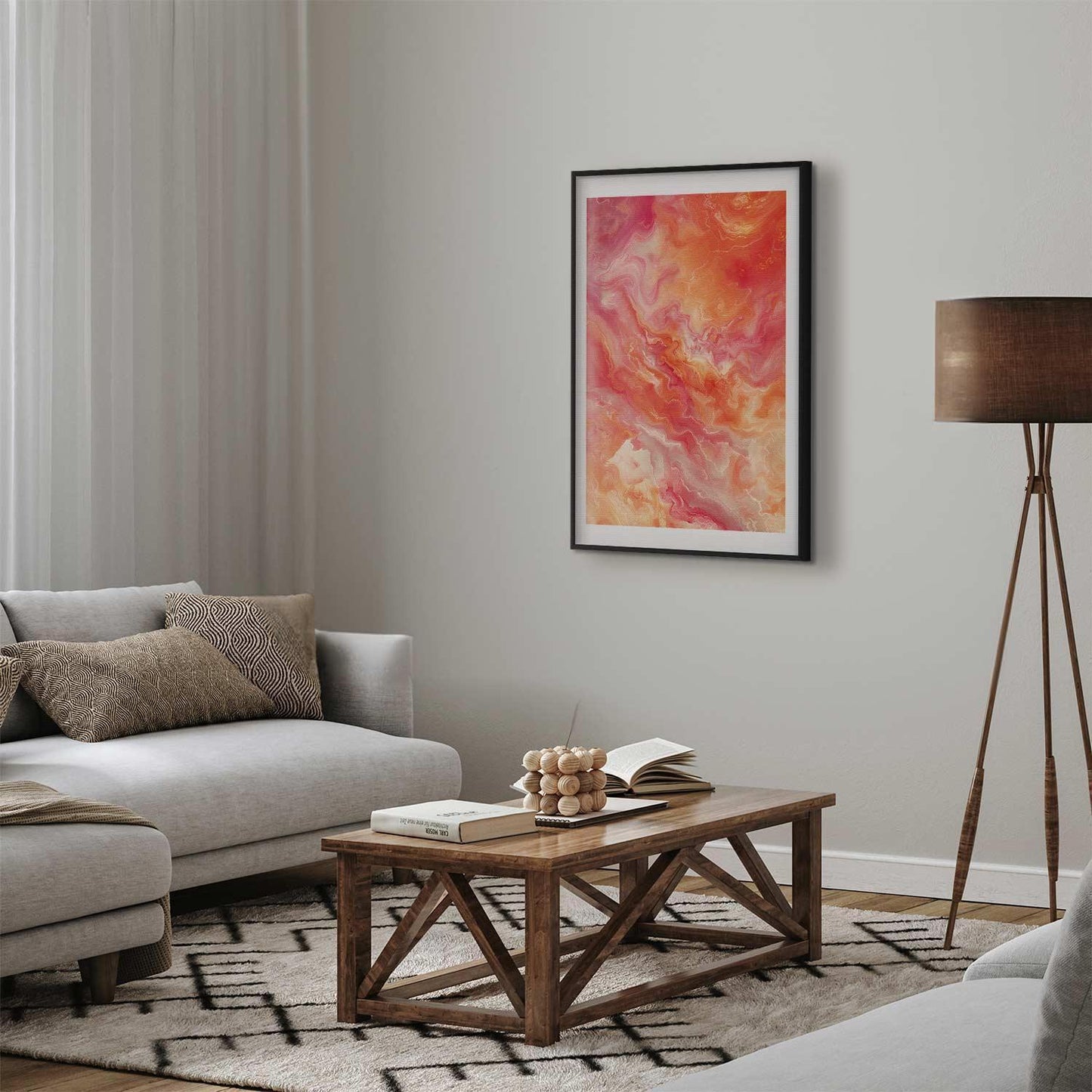 Poster - Fiery Colors - dynamic shapes in fire and pink tones Artgeist