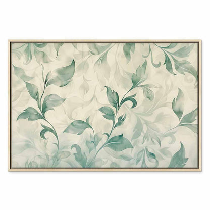 Leinwandbild - Watercolor Botanical Motif Delicate Green-Beige Leaves
