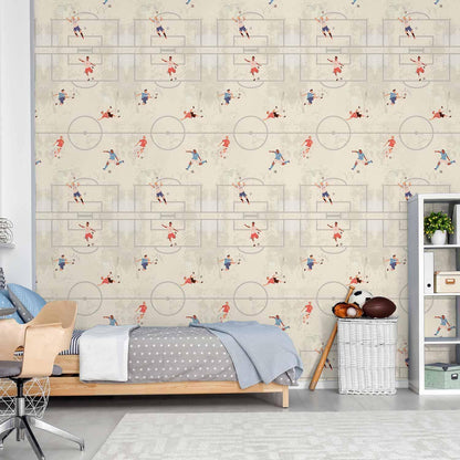 Tapete - Soccer Game - Illustration of soccer players in action on the field