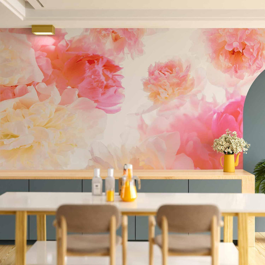 Fototapete - Pastel peonies Artgeist