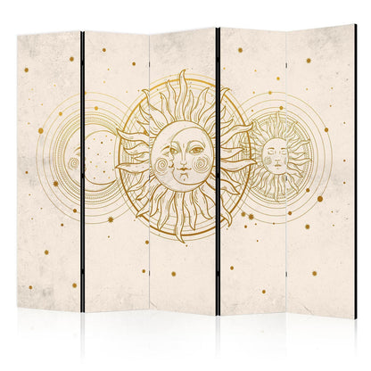 Paravent - Golden Sun and Moon - Artistic Retro Style Illustration Artgeist
