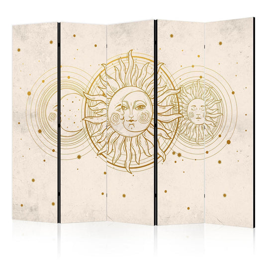 Paravent - Golden Sun and Moon - Artistic Retro Style Illustration Artgeist