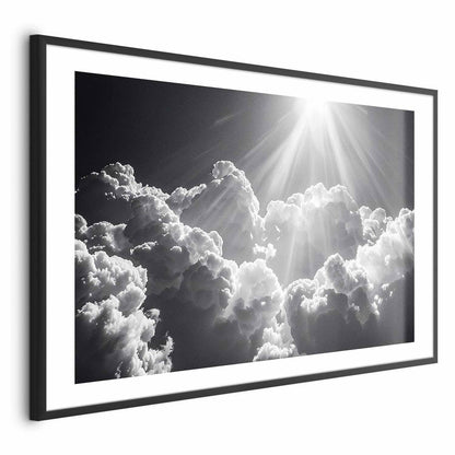 Zimmer dekoration Sonnenstrahlen durch Wolken – Hoffnung in Schwarz-Weiß