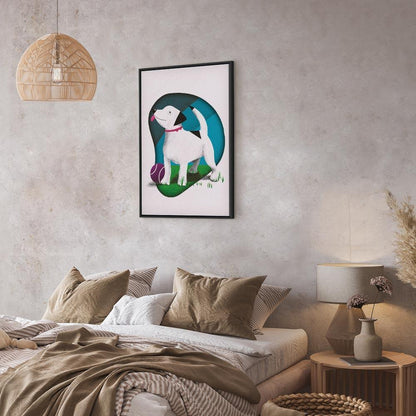 Leinwandbild - Dog and Ball (1 Part) Vertical