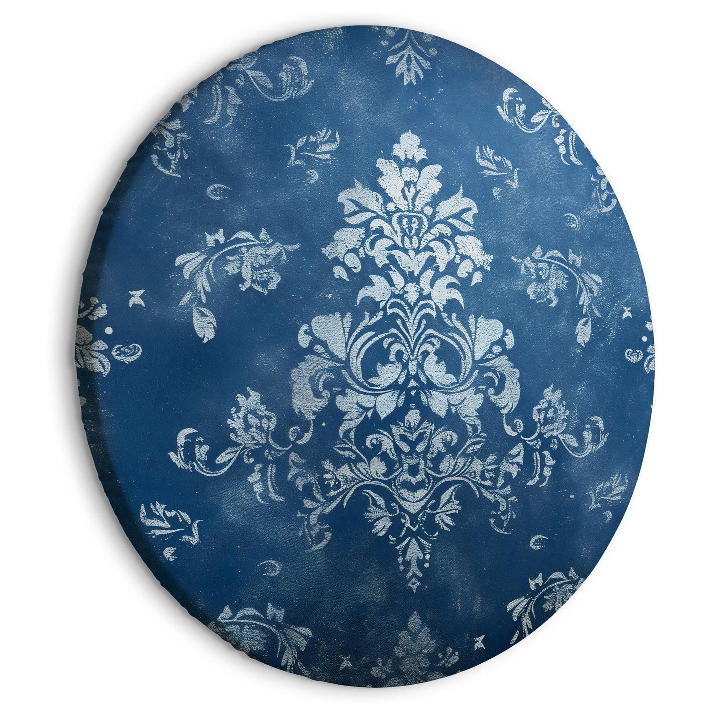 Rundes Bild - Retro Ornament: Decorative Motif in Worn Blues Artgeist