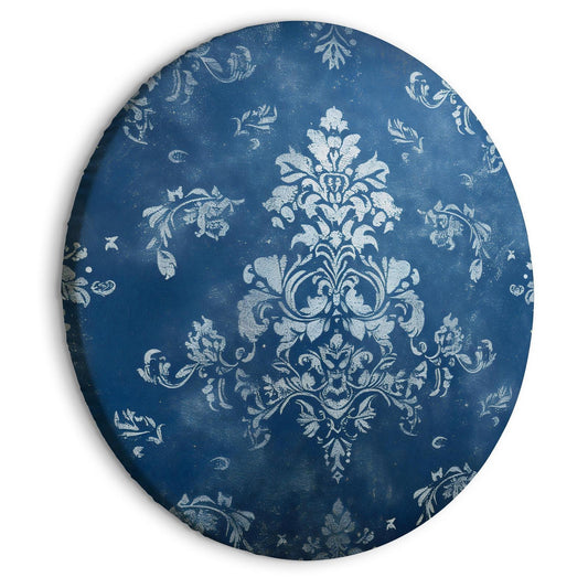 Rundes Bild - Retro Ornament: Decorative Motif in Worn Blues Artgeist