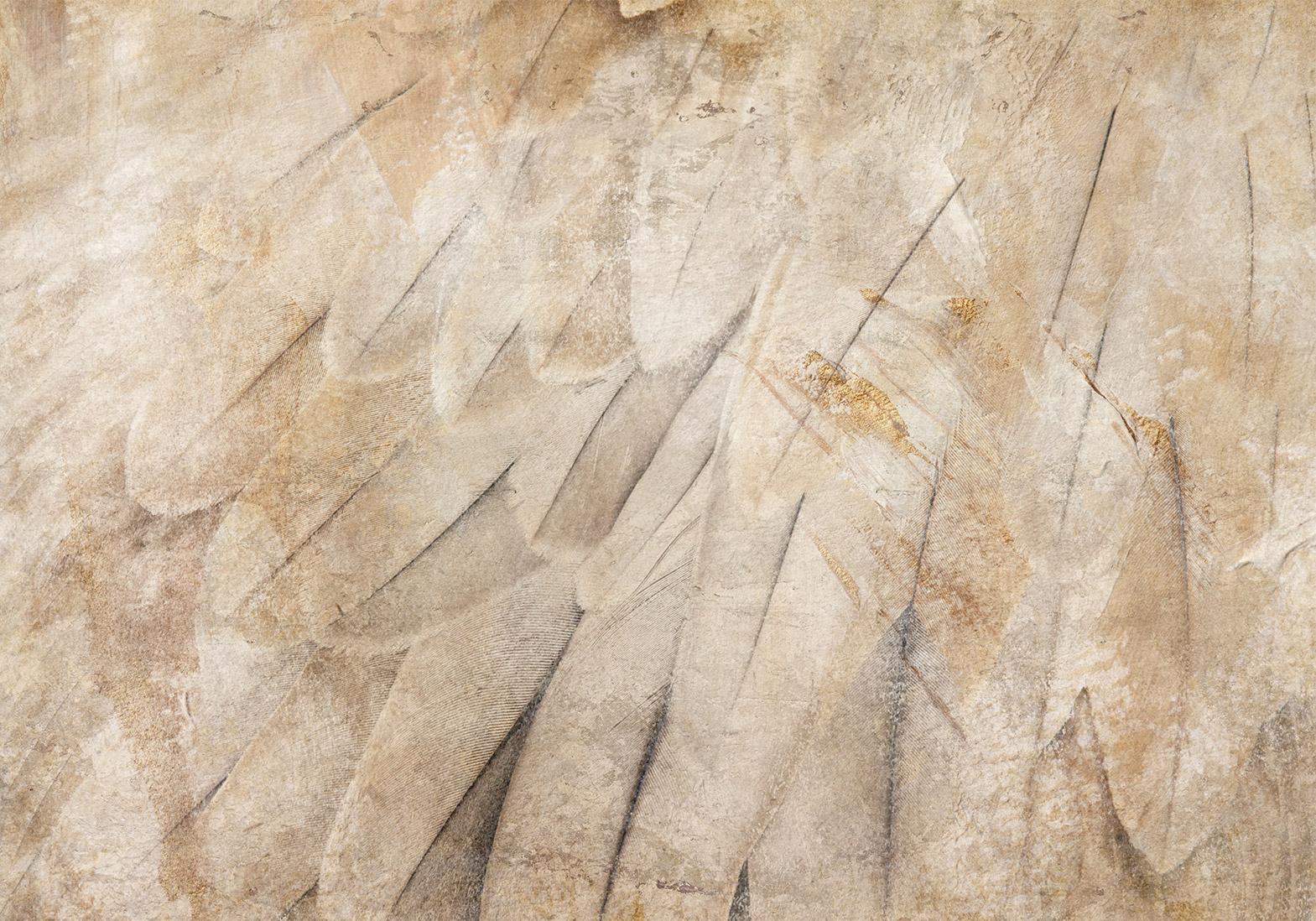 Fototapete - Bird's wings - minimalist close-up on beige feathers with pattern Artgeist